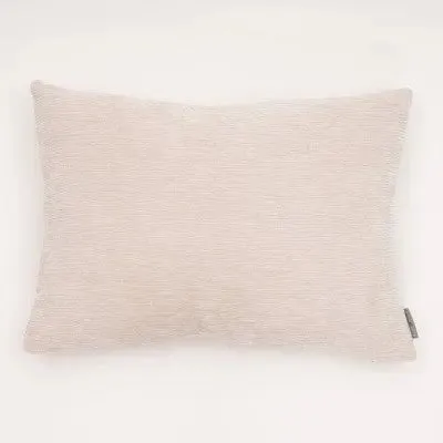 14"x20" Oversize Dainty Chenille to Linen Reverse Lumbar Throw Pillow Cream - Evergrace