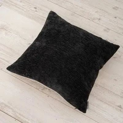 20"x20" Oversize Dainty Chenille to Linen Reverse Square Throw Pillow Black - Evergrace