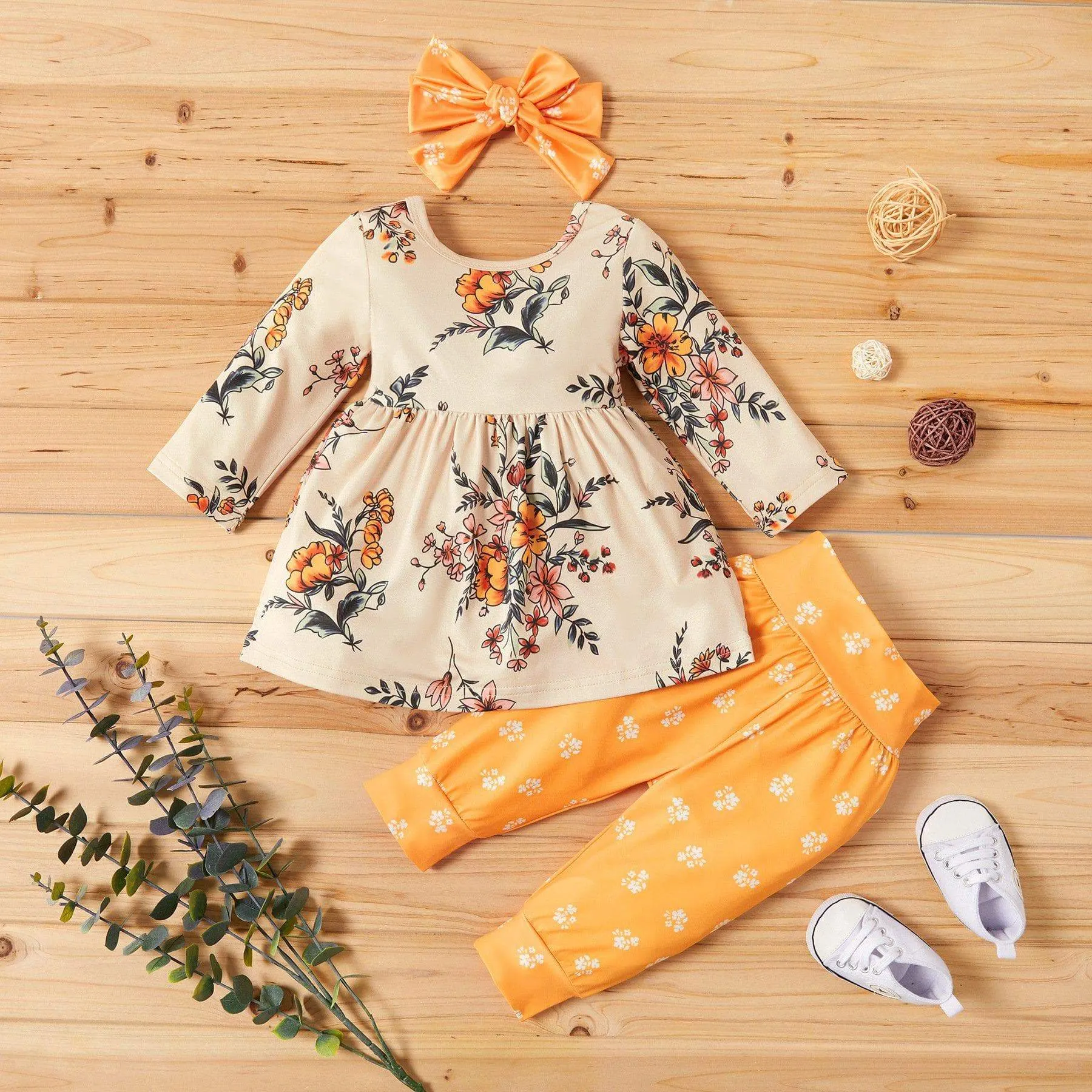 3-Piece Baby Girl Sweet Floral Set