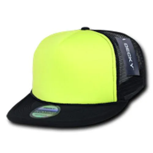 80 Lot Decky Foam Mesh Flat Bill Neon Trucker Hats Hat Cap Two Tone Wholesale