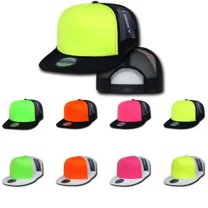 80 Lot Decky Foam Mesh Flat Bill Neon Trucker Hats Hat Cap Two Tone Wholesale