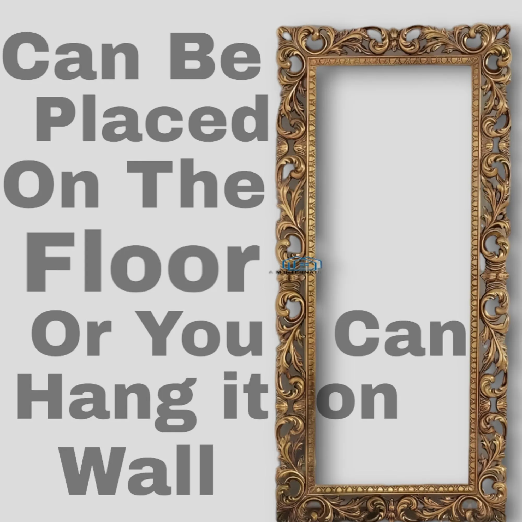 A.M INTERNATIONAL Wooden Mirror Frame for Wall Decoration | Wall Mirror for Bedroom | Antique Mirror Full Length |, Wall Mount| Mango Wood. (Antique Gold, 5x2.5) (6x3 FT)