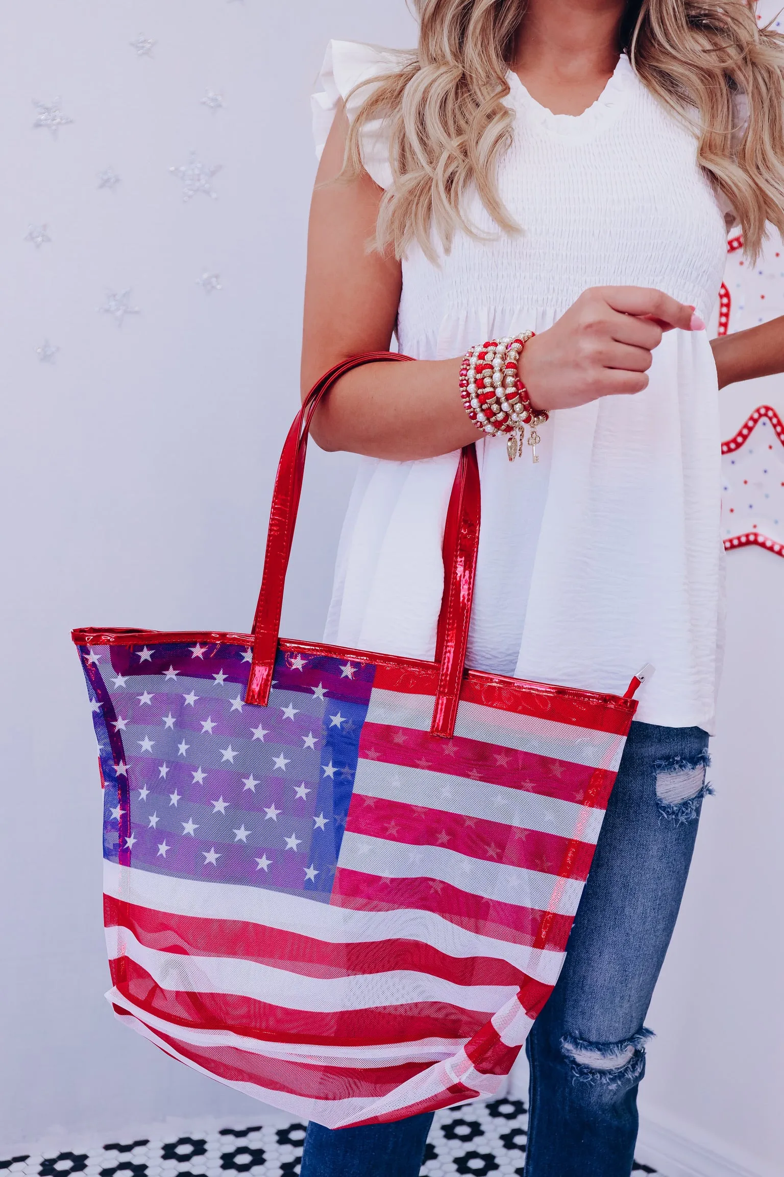 American Flag Transparent Tote