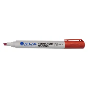 Atlas Bullet Permanent Marker  Chisel Tip Pack Red