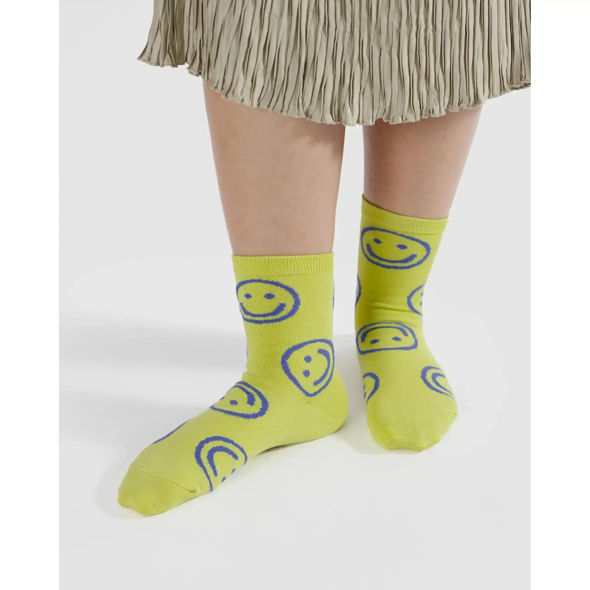 Baggu - Adult crew socks - Citron Happy