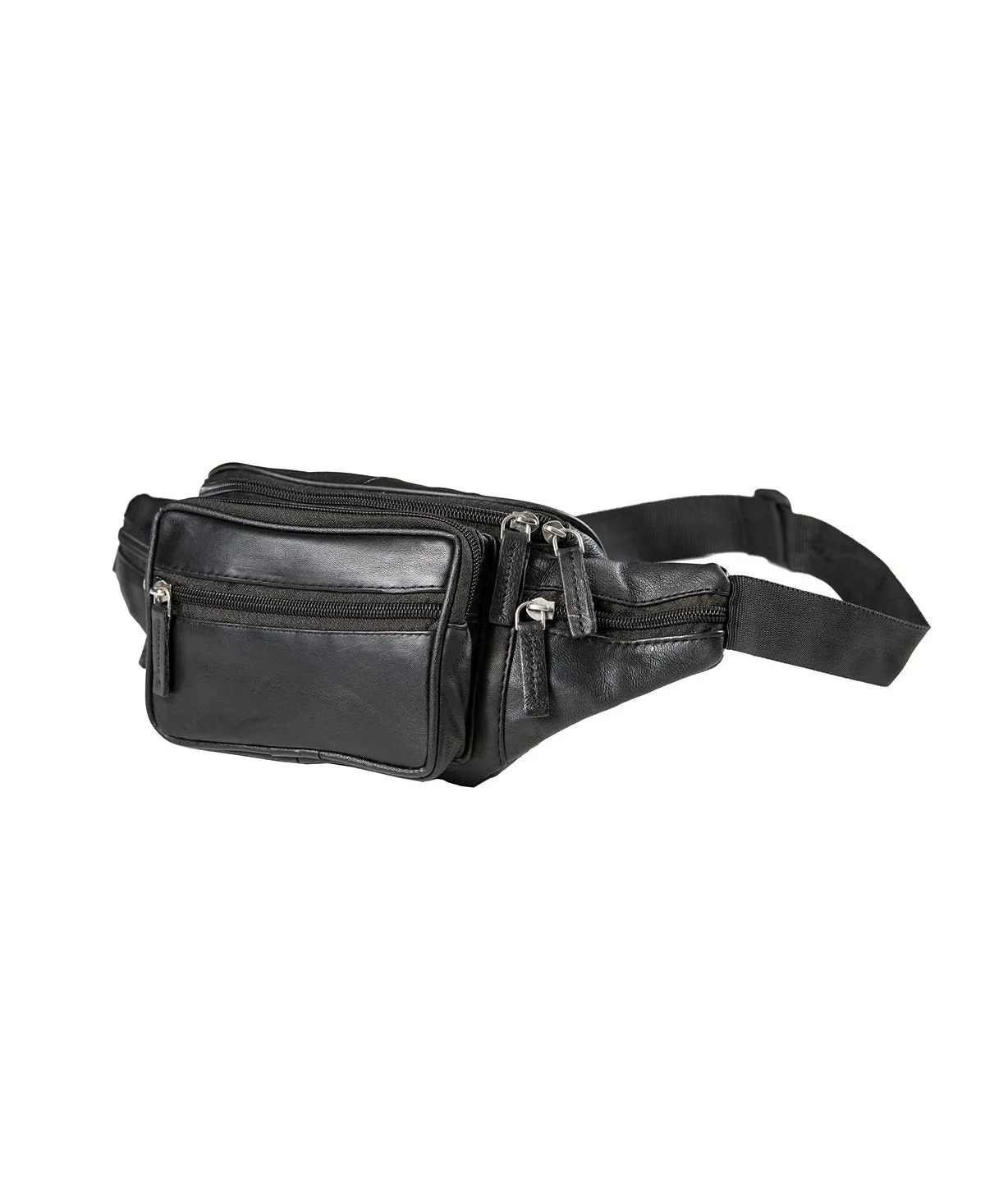 Belt bag made of genuine leather CHAMPS, black