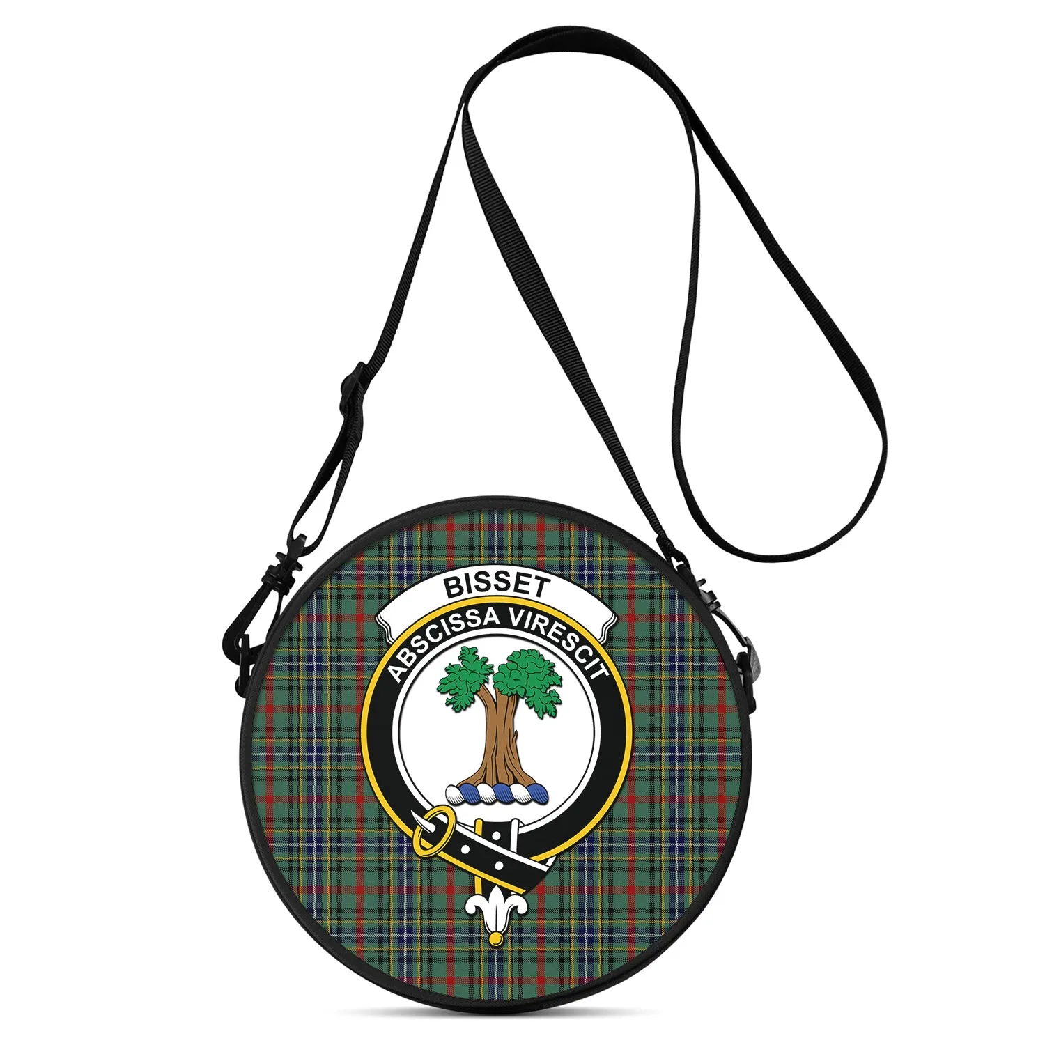 Bisset Tartan Round Satchel Bags with Family Crest