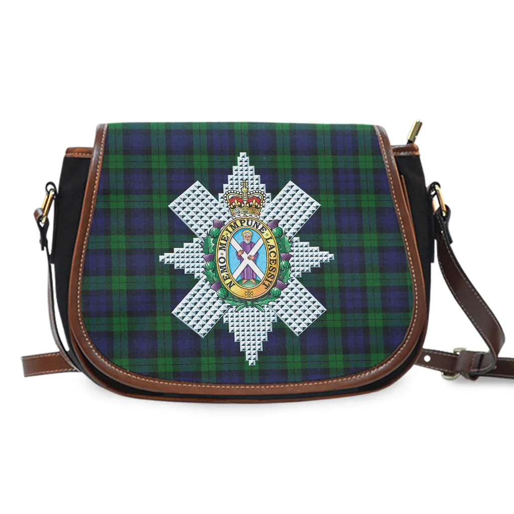 Black Watch Tartan Saddle Bag with Family Crest