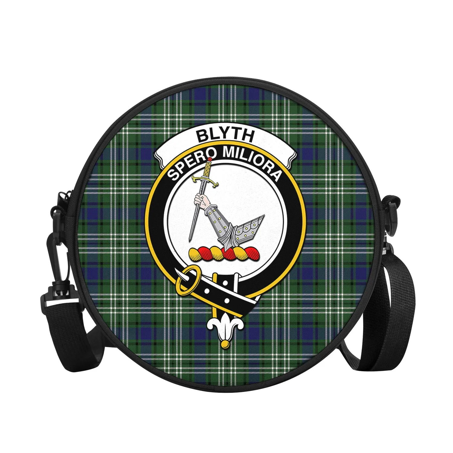 Blyth Tartan Round Satchel Bags with Family Crest