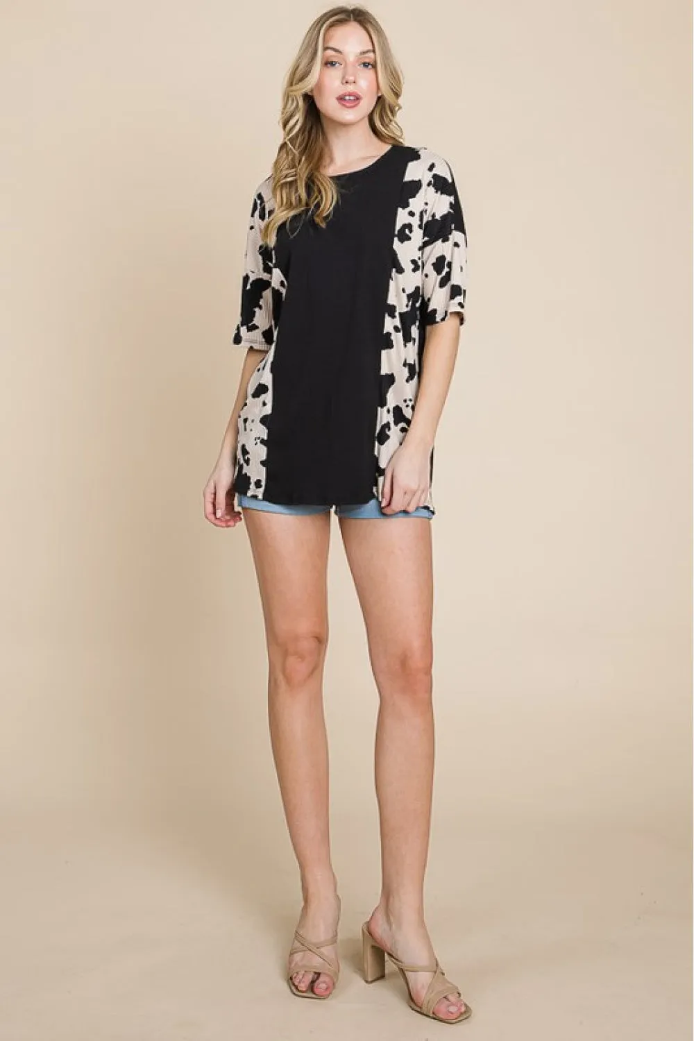 BOMBOM Rodeo Love Ribbed Animal Contrast Tee