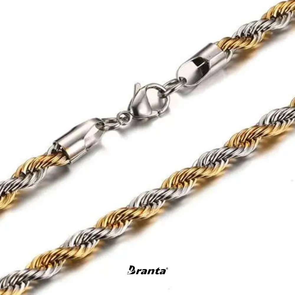 Branta Men's Gold & Silver Twist Chain (21.5 Inch)