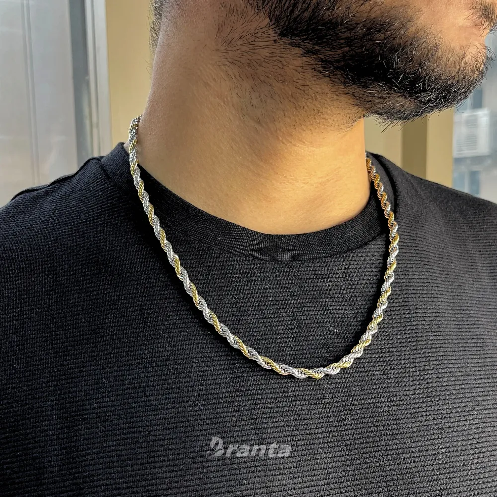 Branta Men's Gold & Silver Twist Chain (21.5 Inch)