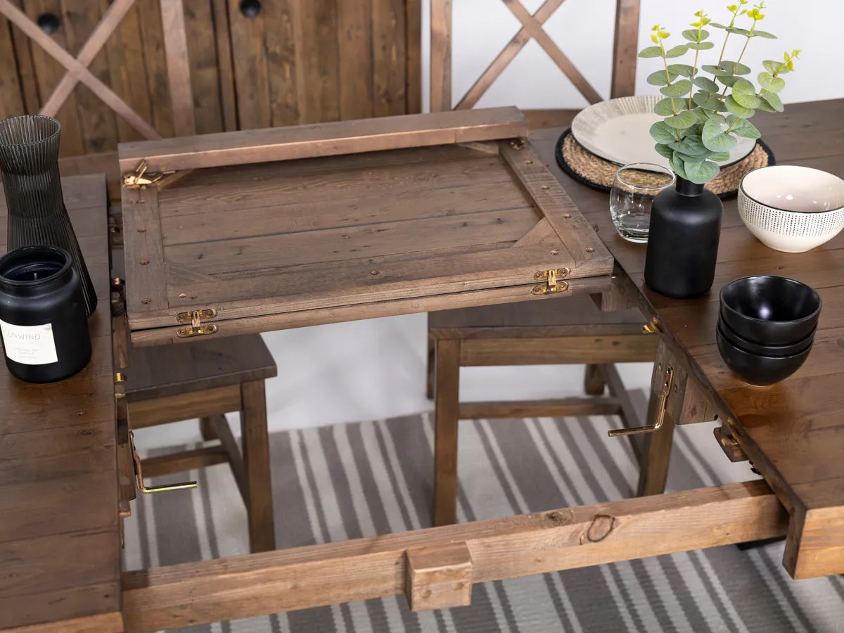 Brooklyn Large Extendable Cross Leg Dining Table (180cm - 240cm) & Grainger Brown Dining Chairs