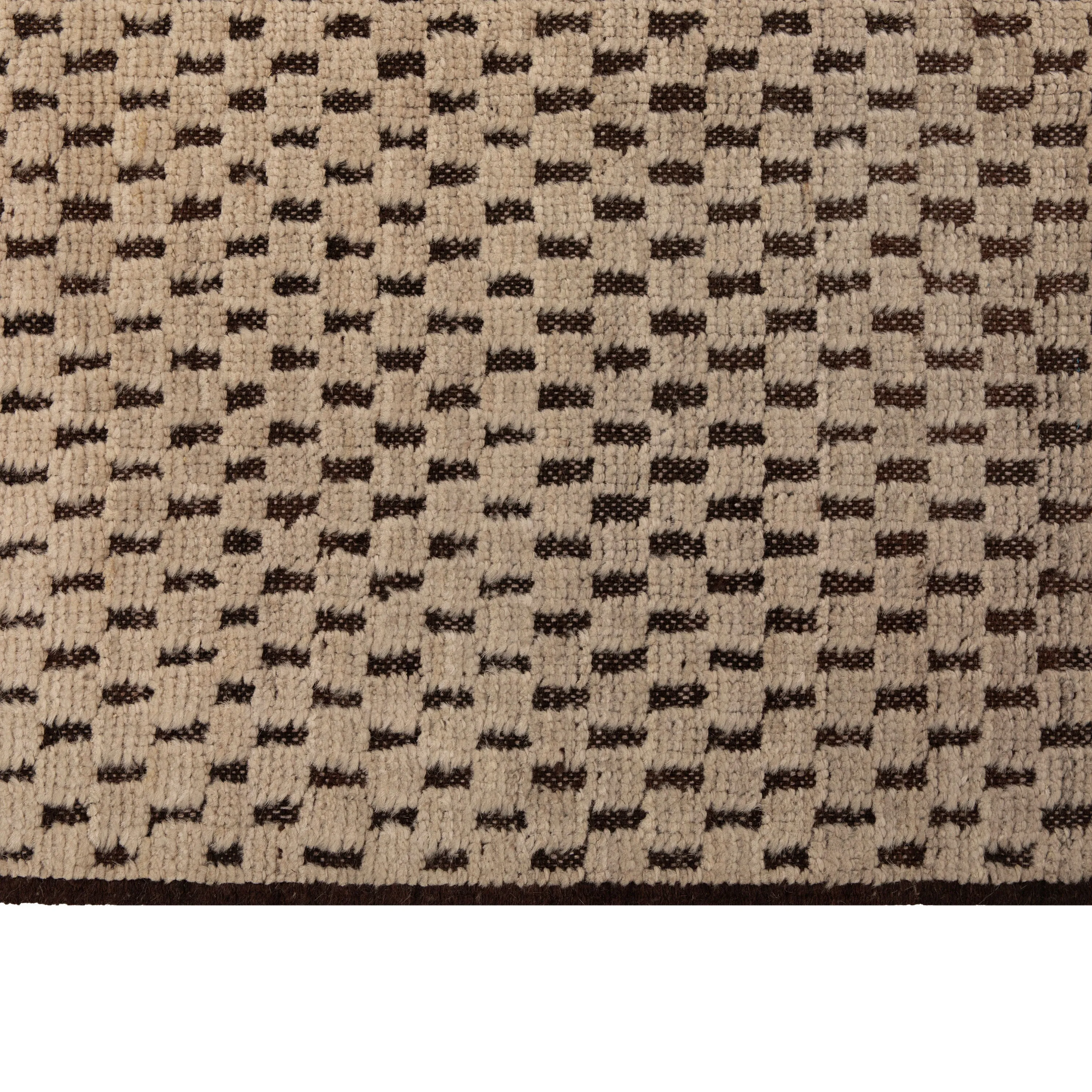 Brown & Cream Zameen Modern Wool Rug - 6'5" x 8'8"