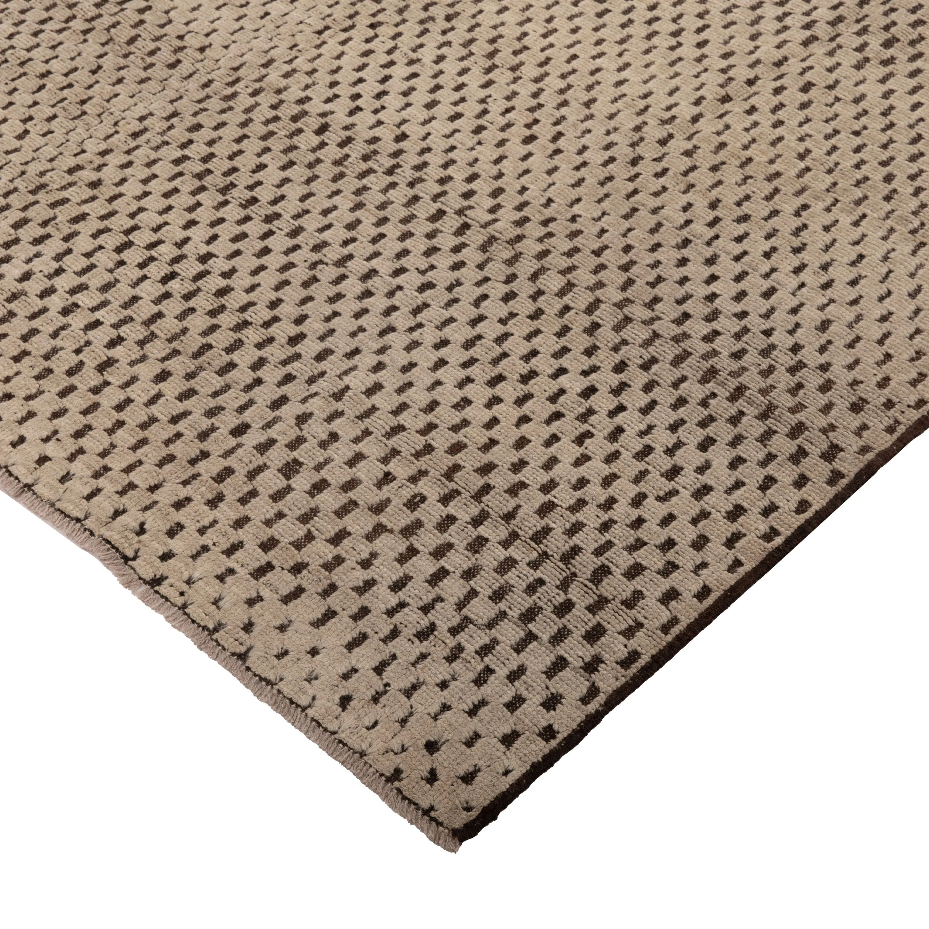 Brown & Cream Zameen Modern Wool Rug - 6'5" x 8'8"