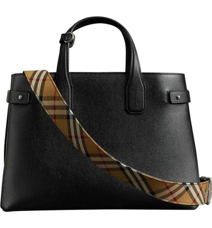 Burberry Banner Medium Black Leather Satchel