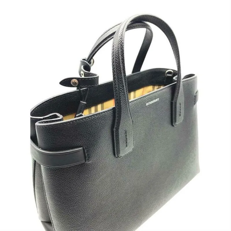 Burberry Banner Medium Black Leather Satchel