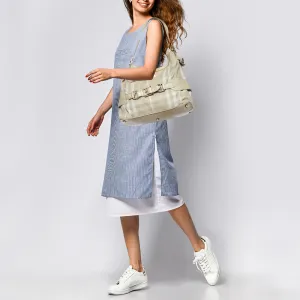 BURBERRY Beige House Check Canvas and Leather Large Parsons Bag