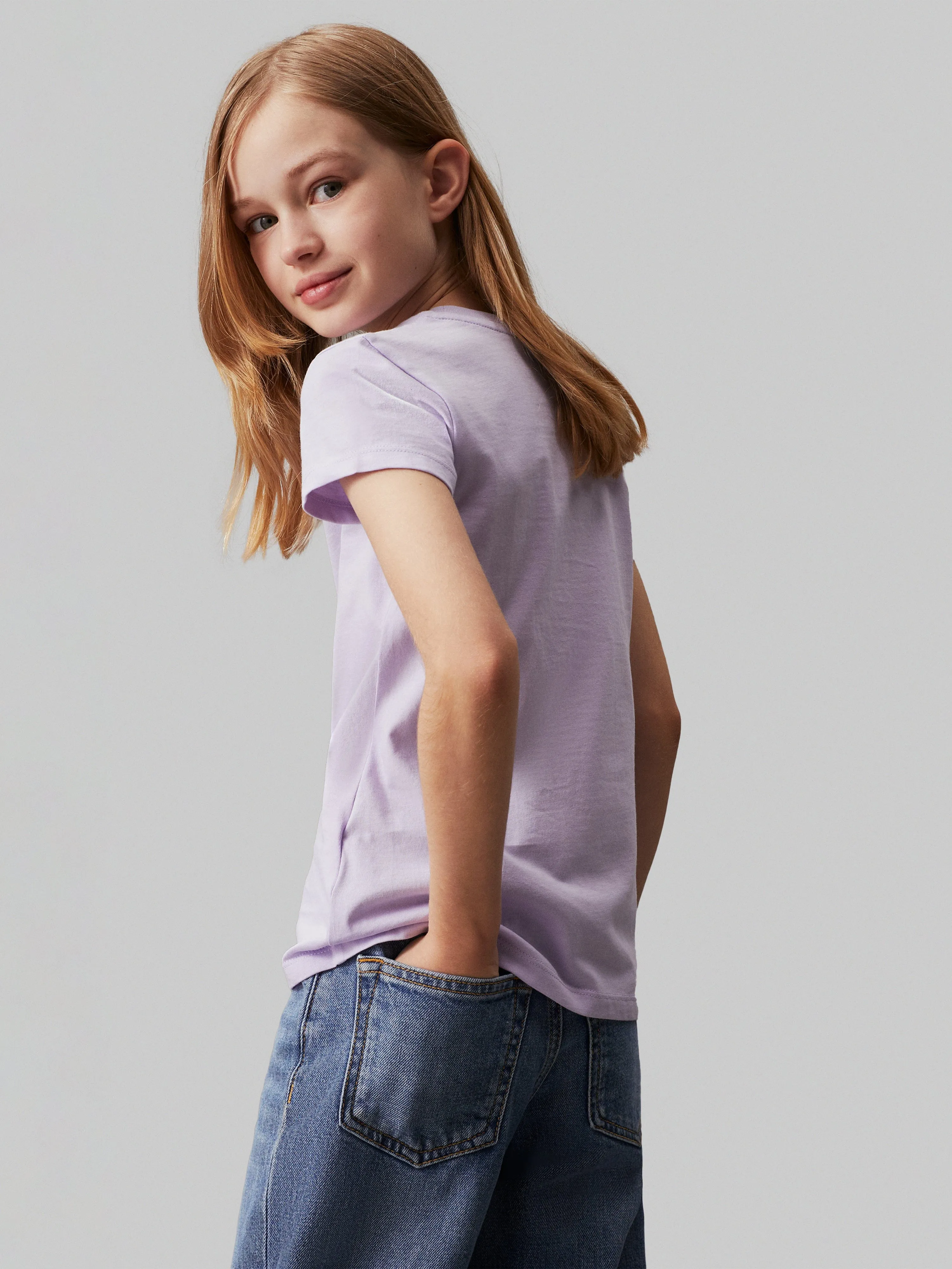 Calvin Klein Girls Micro Monogram T-Shirt in Purple