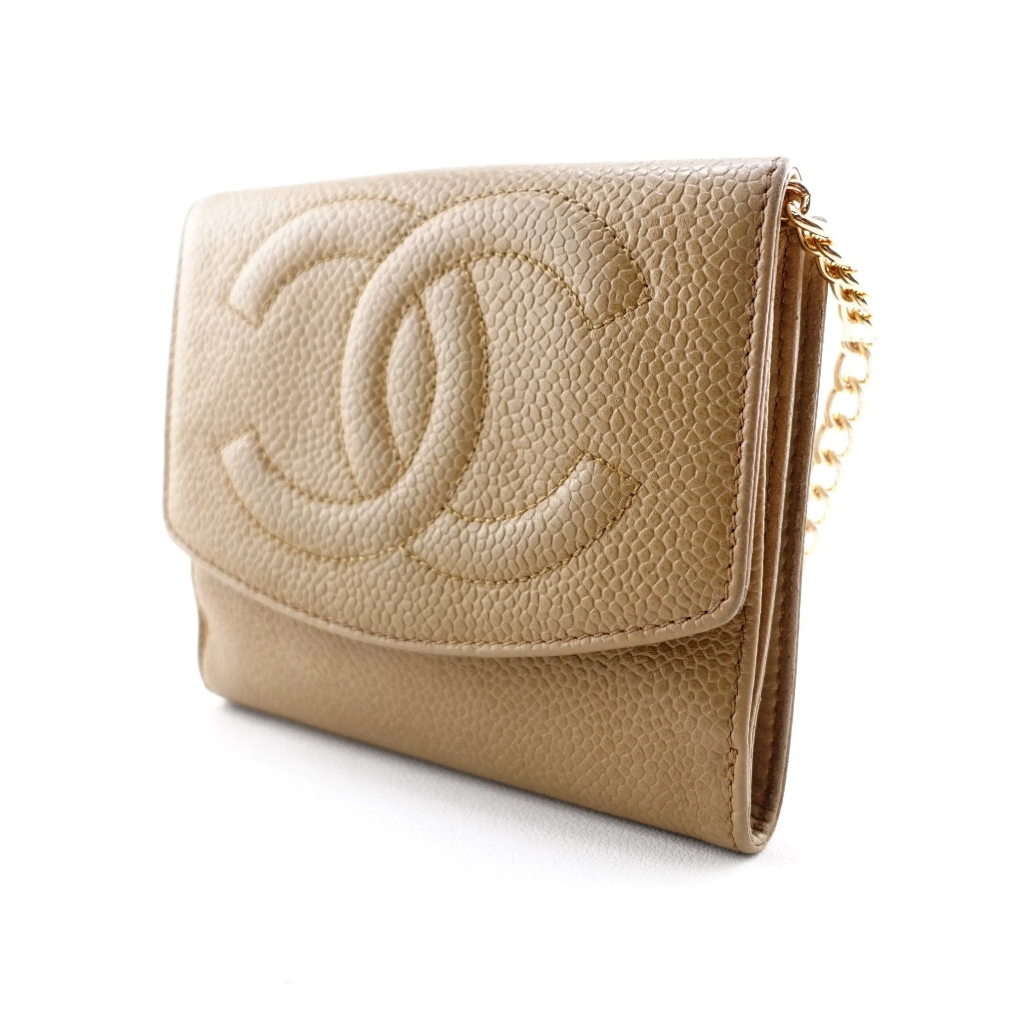 CHANEL Caviar Timeless Compact Wallet on Adjustable Chain