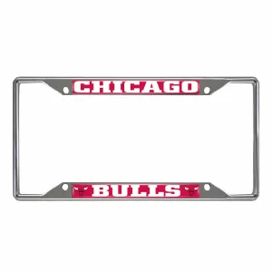 Chicago Bulls Chrome Metal License Plate Frame, 6.25in x 12.25in