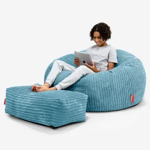 Children's Bean Bag Sofa 6-14 yr - Cord Aegean Blue