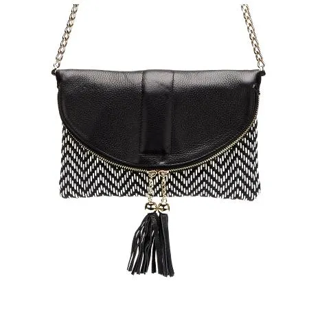 CHISWICK - Addison Road Black & White Weave Crossbody Bag