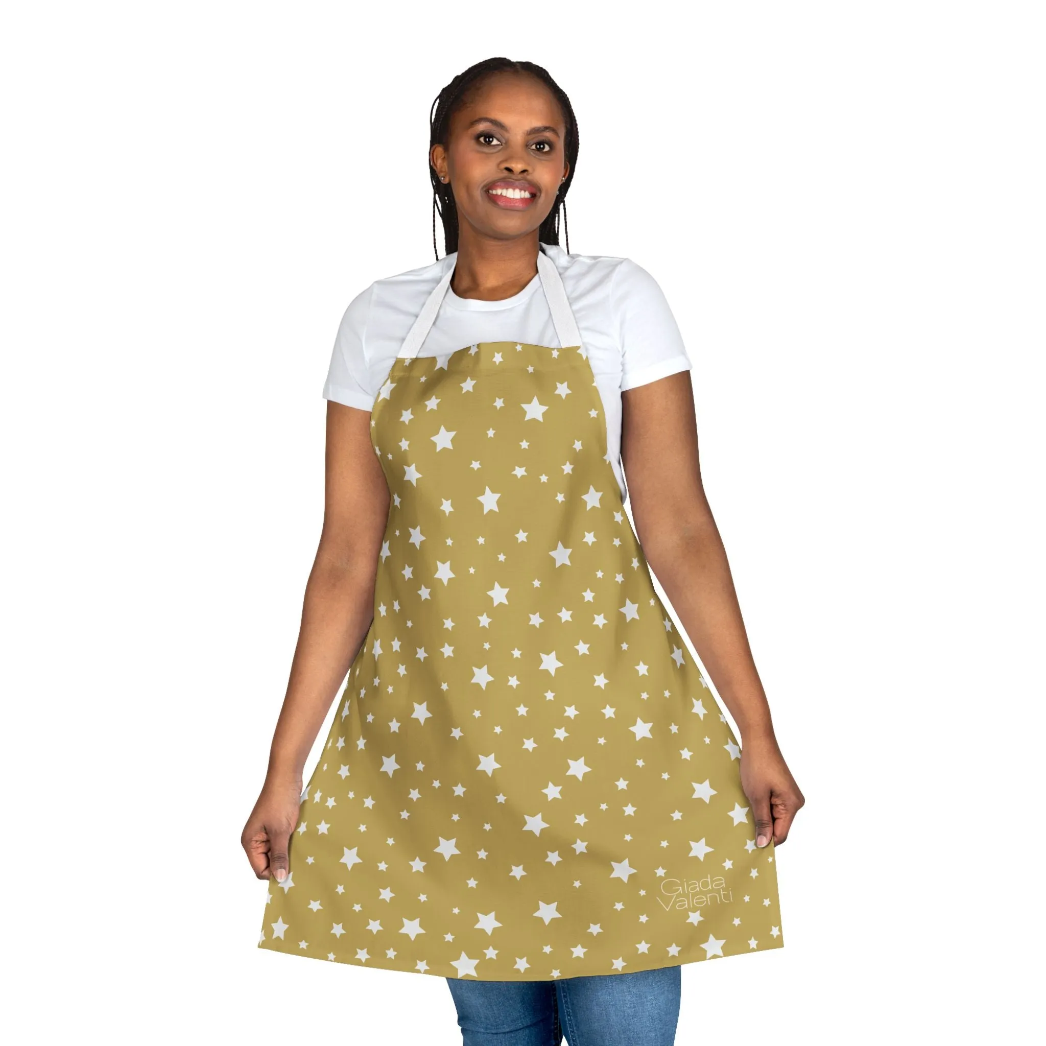 Christmas Stars Apron with Italian Design print | Gold | Giada Valenti | Christmas Gift