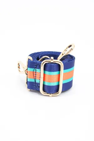 Contrasting Colourblock Striped Bag Strap in Orange & Navy