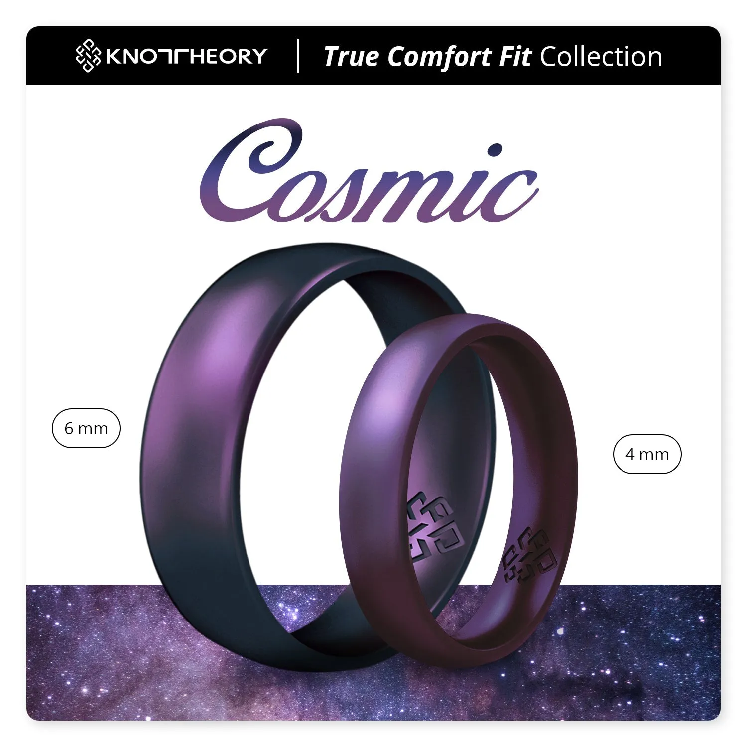 Cosmic Purple Breathable Silicone Ring for Women and Men