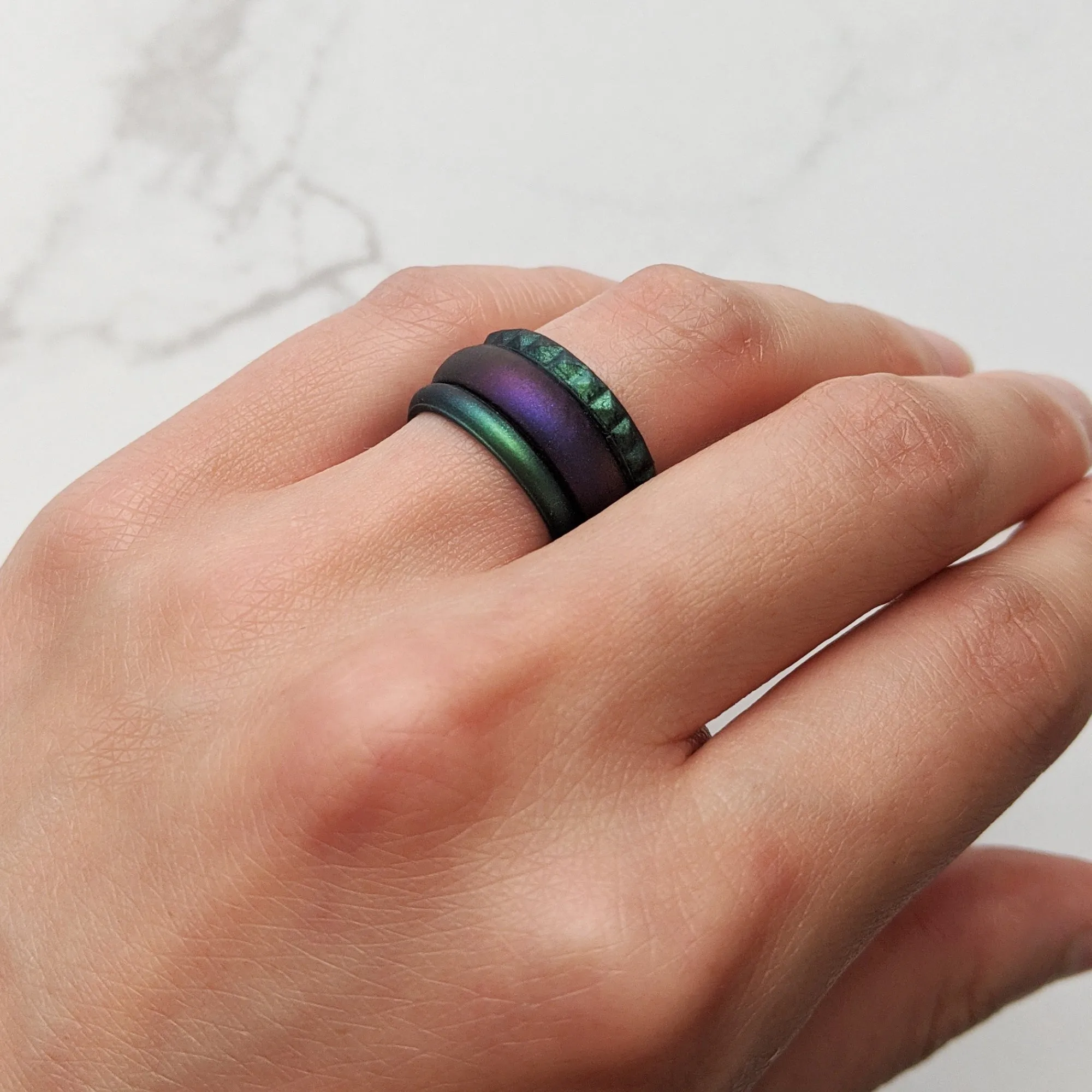 Cosmic Purple Breathable Silicone Ring for Women and Men