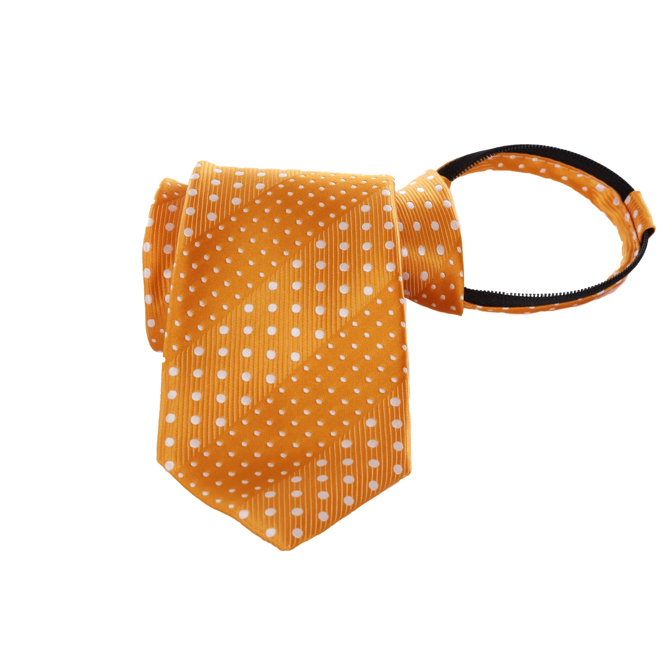 Crush - Orange Zipper Tie with Dotted Stripes