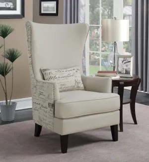 Curved Arm High Back Accent Chair Cream