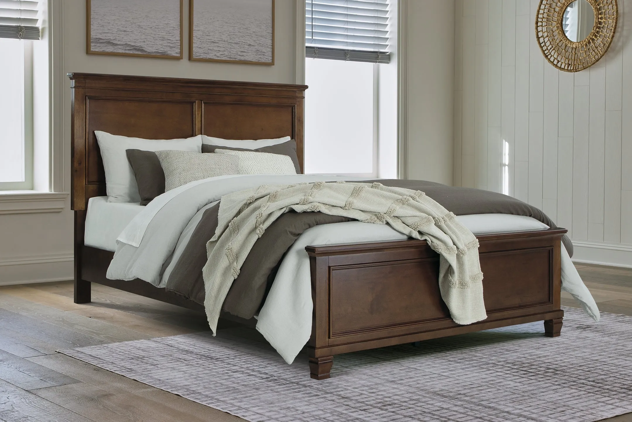 Danabrin Queen Panel Bed with Mirrored Dresser and 2 Nightstands