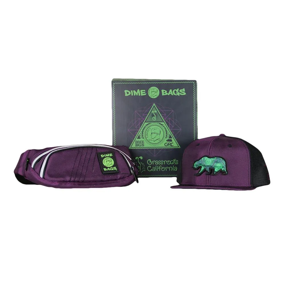 Dime Bags x GRC Removable Bear Purple Snapback Hat & Fanny Pack Bundle