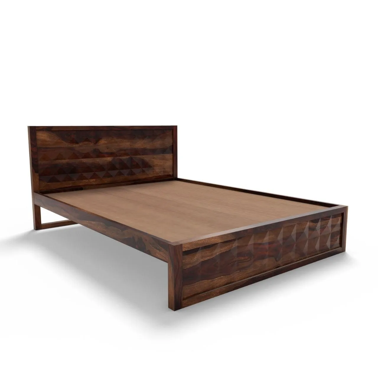 DIMOND BED QUEEN Sheesham Wood (Honey Finish)