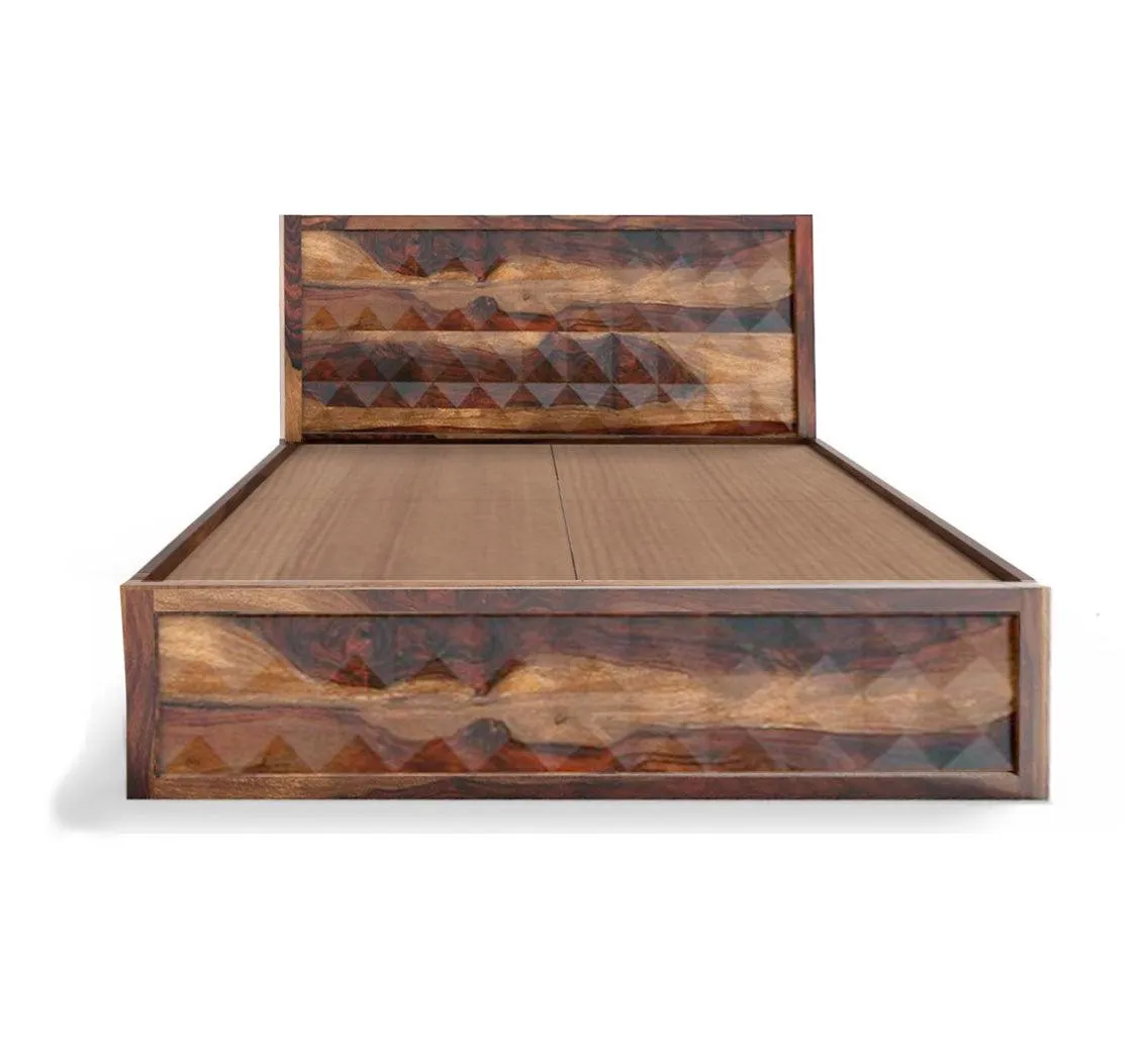 DIMOND BED QUEEN Sheesham Wood (Honey Finish)