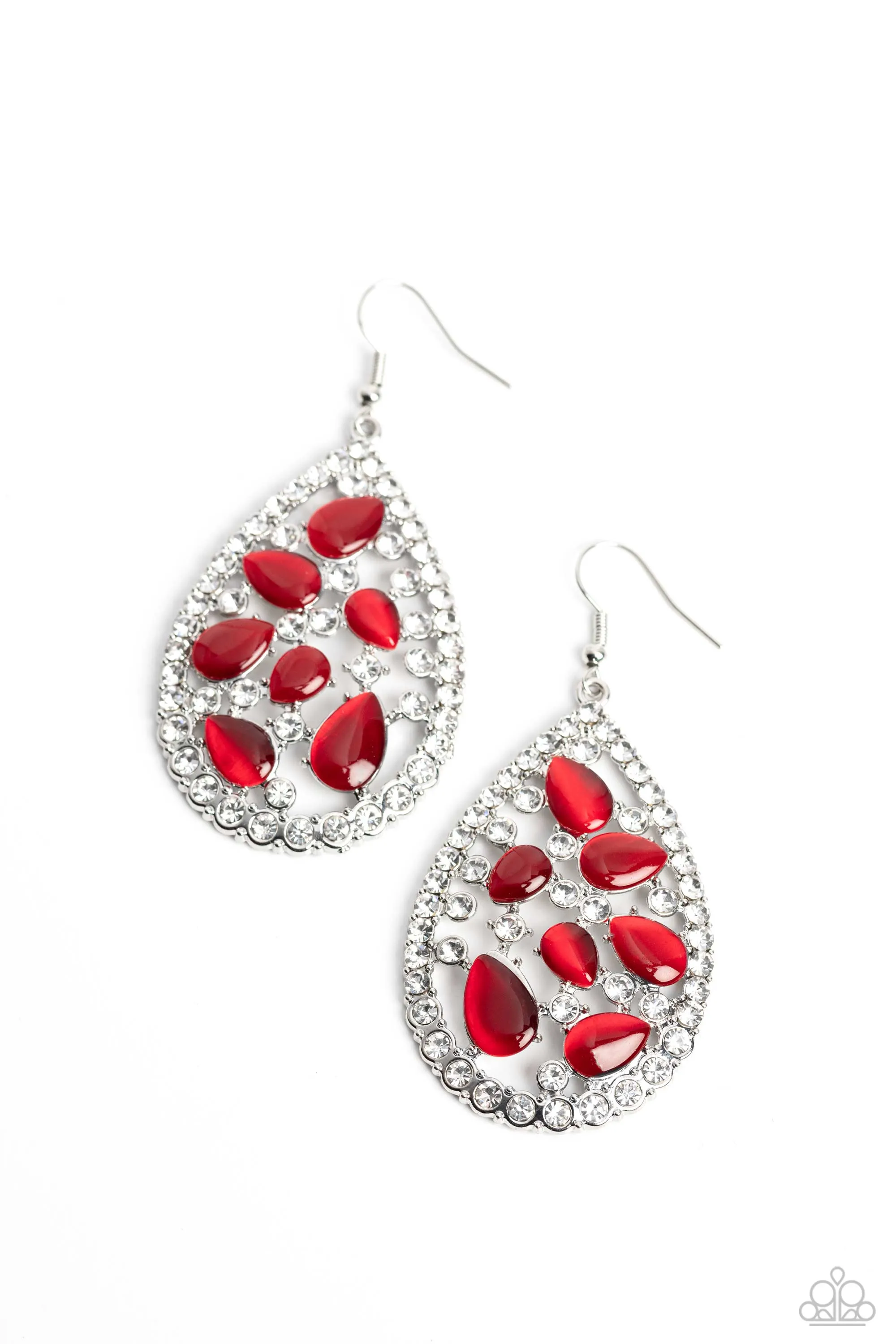 Earrings Cats Eye Class - Red E005