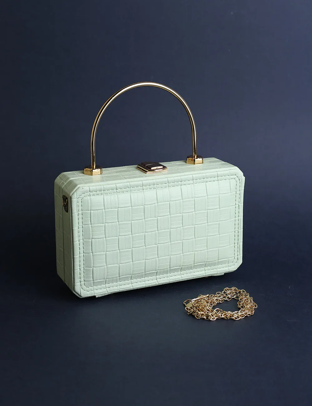 Elegant Croc-Embossed Clutch Pistachio