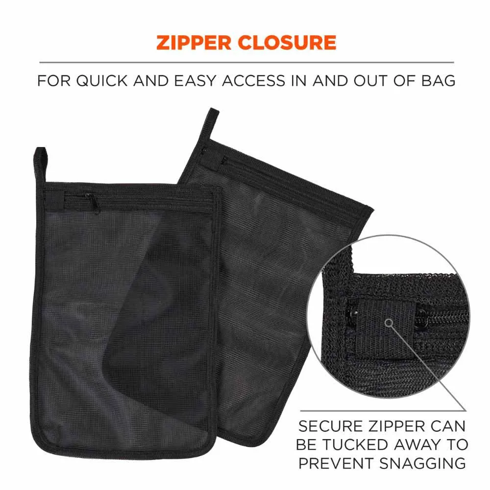 Ergodyne 13721 5718 Black Zippered Mesh Wash Bag 10-Pack