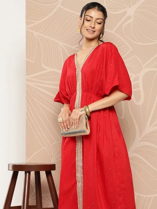 Ethnic Motifs Embroidered Empire Sequinned Kurta With Palazzos