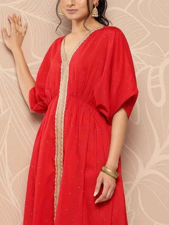 Ethnic Motifs Embroidered Empire Sequinned Kurta With Palazzos