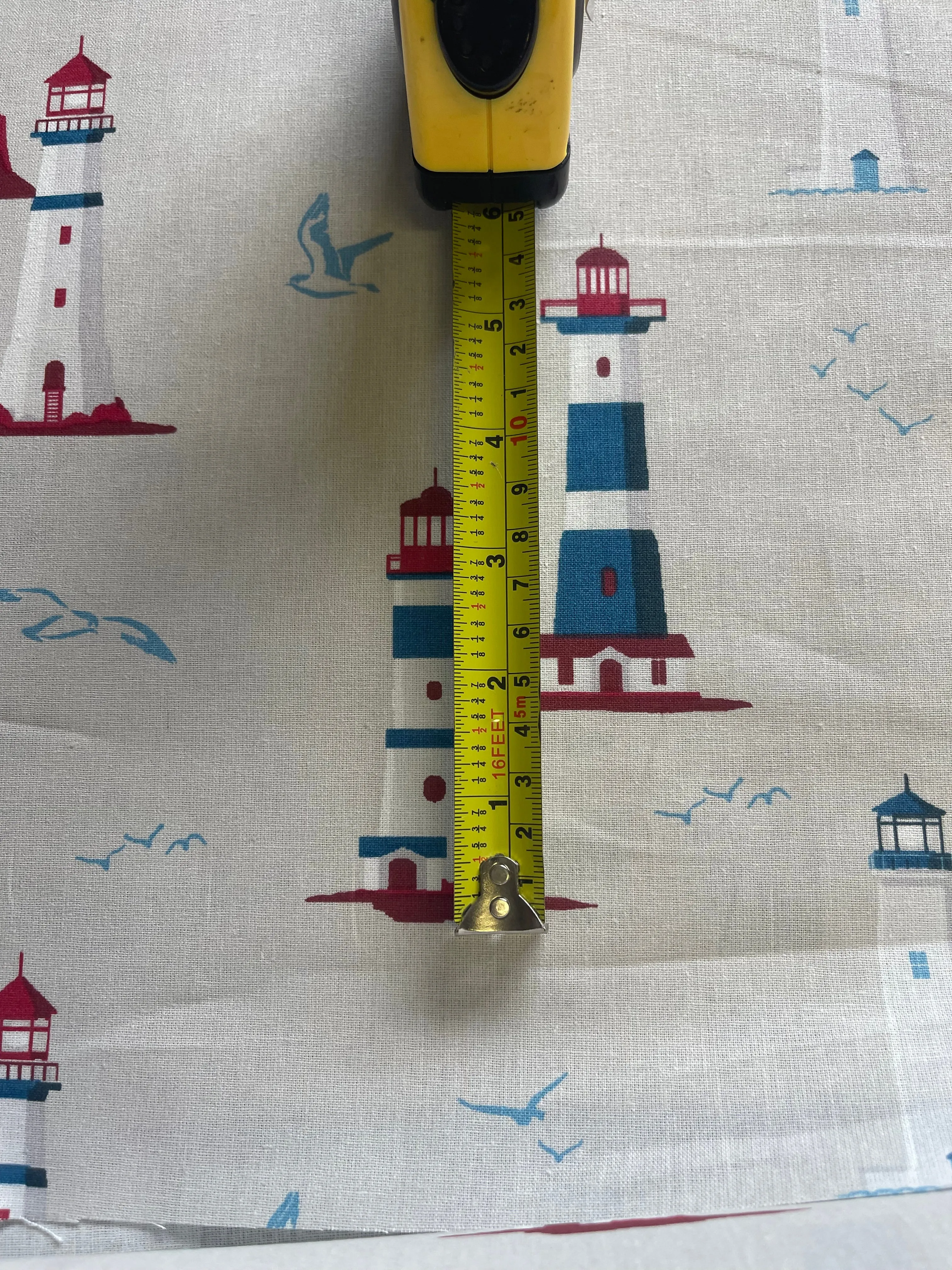 Finistiere - lighthouse - Light Furnishing Cotton Fabric - Bright Patterned  Fabric for Lampshades, Cushions, Bags and Curtains