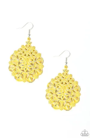 Floral Affair - Yellow Earrings - Paparazzi Accessories