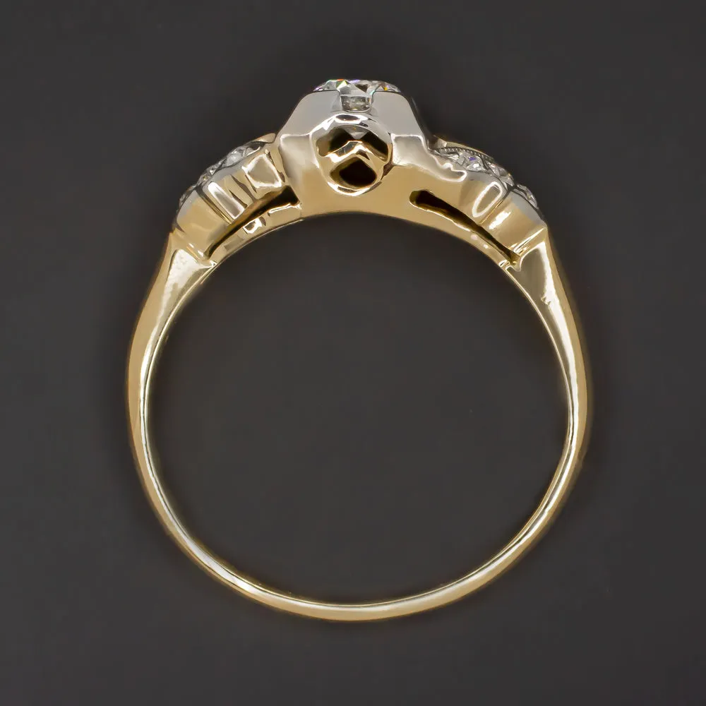 G VS OLD EUROPEAN CUT DIAMOND ENGAGEMENT RING VINTAGE YELLOW GOLD ESTATE NATURAL