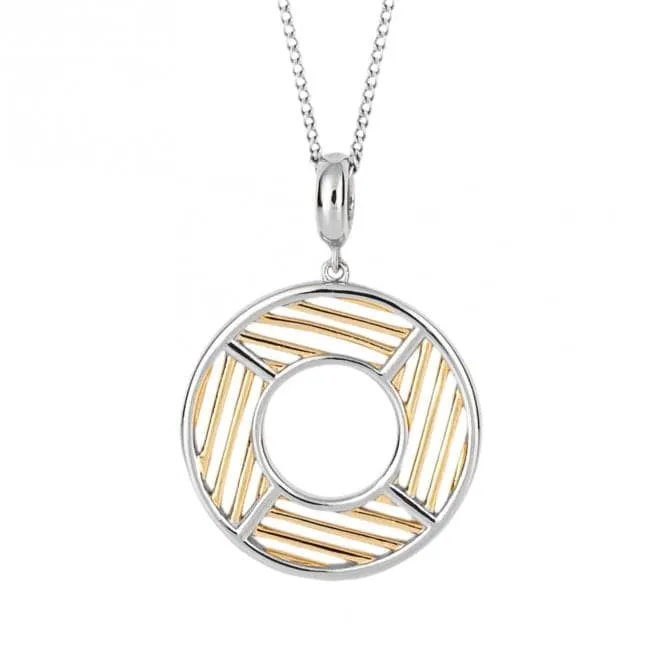 Geo Cage Design Open Circle Yellow Gold Pendant P5197