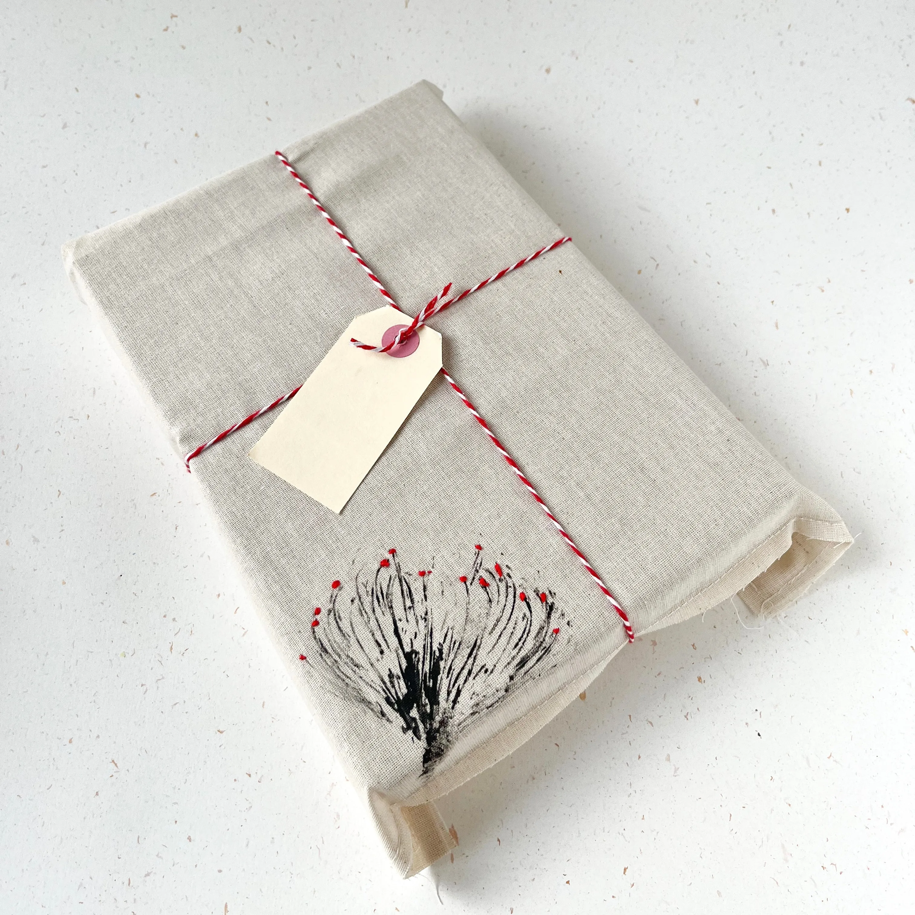 Hand Printed Gift Bag with Tag - Pincushion