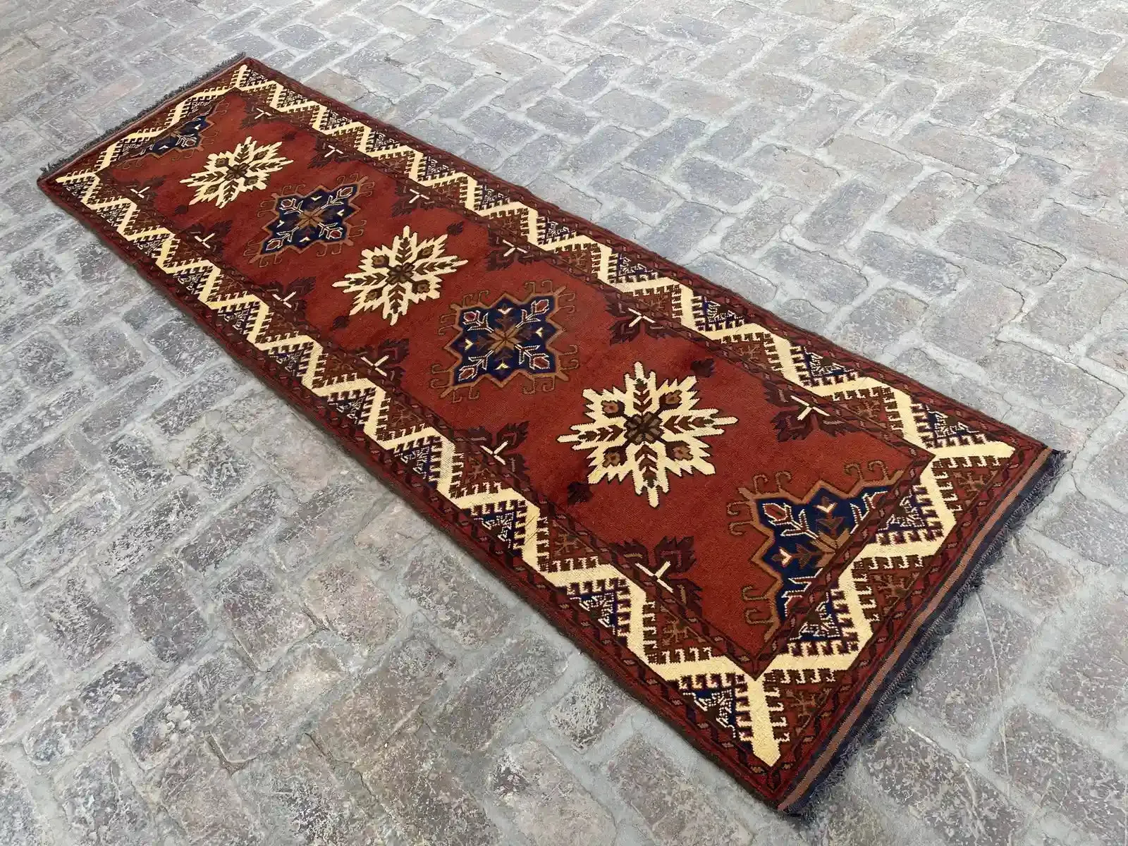 Handmade Afghan Runner Rug - Traditional Design