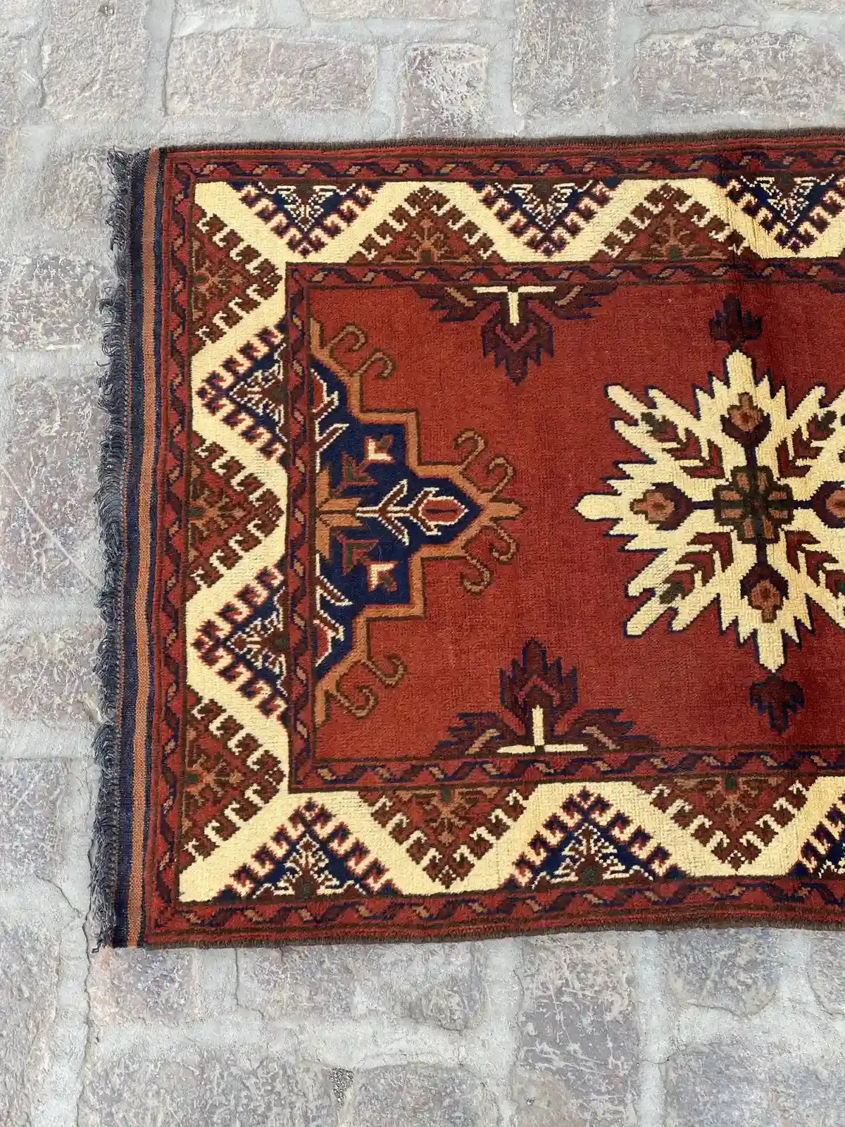 Handmade Afghan Runner Rug - Traditional Design