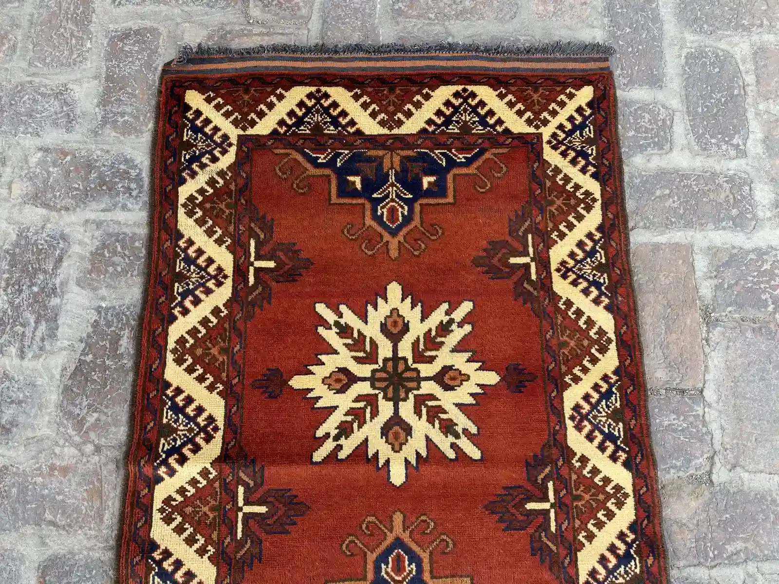 Handmade Afghan Runner Rug - Traditional Design